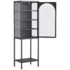 Metal Glass Door Display Storage Cabinet, 5 Tier Cube Bookshelf Storage Cabinet With 3 Adjustable Shelves For Kitchen, Dining Room, Living Room, Bathroom, Home Office - Black - Image 13