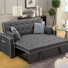 Cody - Modern Fabric Sleeper Sofa With 2 USB Charging Ports And 4 Accent Pillows - Gray - Image 6