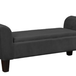 Mila - Velvet Ottoman Bench With Storage - Black