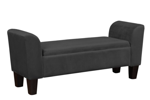 Mila - Velvet Ottoman Bench With Storage - Black