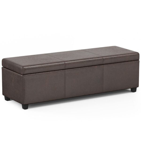 Avalon - Extra Large Storage Ottoman Bench - Distressed Brown