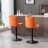 Swivel Velvet Barstools Adjusatble Seat Height, Modern Upholstered Bar Stools With Backs Comfortable Tufted For Home Pub And Kitchen Island (Set of 2) - Orange - Image 15