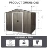 8Ft x 6Ft Outdoor Metal Storage Shed With Floor Base (SKU: W540S00012) - Gray - Image 7