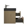 Alice - U090-Alice24W-106 Natural Oak Bathroom Vanity With Sink, Large Storage Wall Mounted Floating Bathroom Vanity For Modern Bathroom, One-Piece Black Sink Basin Without Drain - Light Oak - Image 7