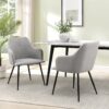 Contemporary Upholstered Woven- Dining Chairs - Fog Gray - Image 4