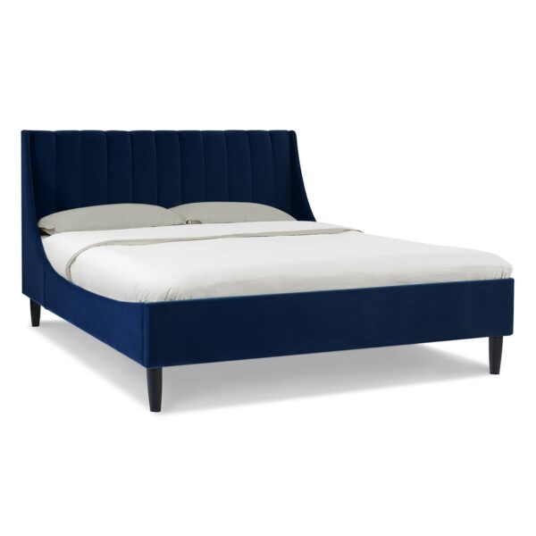 Aspen - Queen Vertical Tufted Headboard Platform Bed Set - Navy Blue