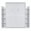 Queen Size Murphy Wall Bed With Shelves And LED Lights - White - Image 5