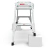 Aluminum Work Platform Large Size Step Stool Folding Portable Work Bench 40" Width Telescopic Feet Height Adjustable - Gray - Image 7