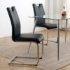 Modern Dining Chairs With Faux Leather Padded Seat Dining Living Room Chairs Upholstered Chair With Chrome Metal Legs Design Side Chairs (Set of 4) - Black / Silver - Image 5
