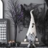 Sitting Gnome With Ghost Hat, For Halloween Decor - Black White - Image 9