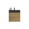 Alice - U090-Alice24W-106 Natural Oak Bathroom Vanity With Sink, Large Storage Wall Mounted Floating Bathroom Vanity For Modern Bathroom, One-Piece Black Sink Basin Without Drain - Light Oak - Image 4