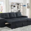 Lucas - Linen Sleeper Sectional Sofa With Reversible Storage Chaise - Dark Gray - Image 6