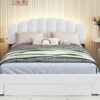 Queen Size Upholstered Platform Bed With Drawer - White - Image 12