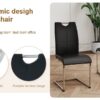 Modern Dining Chairs With Faux Leather Padded Seat Dining Living Room Chairs Upholstered Chair With Chrome Metal Legs Design Side Chairs (Set of 4) - Black / Silver - Image 10
