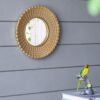 Beaded - Sunburst Mirror, Round Accent Wall Mirror For Living Room - Gold - Image 6