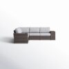Wide Reversible Outdoor Sectional Sofa With Cushions - Brown / Gray - Image 2