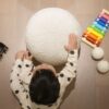 Luna - Round Sphere Accent Ball Throw Pillow - Ivory White - Image 3