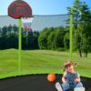 14Ft Trampoline With Basketball Hoop Inflator And Ladder (Inner Safety Enclosure) - Green - Image 22