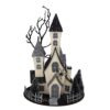 Cardboard Lighted Haunted House, Tabletop Holiday Halloween Decor, Battery Powered - Beige / Black - Image 2