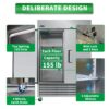 54" Commercial Refrigerator 49 Cu.Ft With 2 Solid Door Reach-In Refrigerators Stainless Steel Etl Approved Upright Fridge Storage - Silver - Image 5