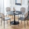 42.1" Tulip Table Mid-Century Dining Table For 4-6 People With Round MDF Table Top, Pedestal Dining Table, End Table Leisure Coffee Table - Black - Image 6