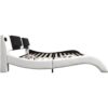 King Size Upholstered Platform Bed Frame With LED Lighting, Bluetooth Connection To Play Music Control, Backrest Vibration Massage, Curve Design, Wood Slat Support, Exhibited Speakers - White - Image 4
