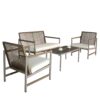 4 Pieces Patio Furniture Set, PE Rattan Wicker With Washable Cushion And Tempered Glass Tabletop, Conversation Furniture For Garden Poolside Balcony - White / Natural - Image 10