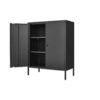 Kitchen Buffet Server Table Accent Sideboard Cupboard Server Buffet Console Table With Doors Cabinet - Black - Image 9