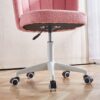 Home Office Chair, Fluffy Fuzzy Comfortable Makeup Vanity Chair, Swivel Desk Chair Height Adjustable Dressing Chair For Bedroom - Pink / White - Image 2