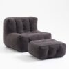 Fluffy Bean Bag Chair, Comfortable Bean Bag For Adults And Children, Super Soft Lazy Sofa Chair With Memory Foam And Ottoman, Indoor Modern Focus Bean Bag Chair For Living Room, Bedroom, Apartment - Black - Image 19