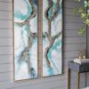 Elongated Modern Abstract Oil Painting, Rectangle Framed Wall Art (Set of 2) - Multicolor - Image 4