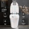 Luxury Smart Toilet With Dryer And Warm Water, Elongated Bidet Toilet With Heated Seat, With Remote Control, Led Night Light, Power Outage Flushing, Soft Close Cover - White - Image 2
