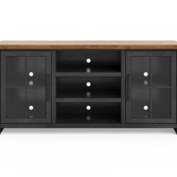 Essex - TV Stand Console For TVs Up To 80" - Black, Whiskey