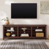 Modern Transitional 3 Shelf Open Storage 70" TV Stand For 80" TVs - Brown - Image 5