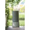 Large Modern Cylinder Ribbed Tower Water Fountain, Contemporary Antique Finish Outdoor Bird Bath Concrete Fountain - Antique Blue - Image 6
