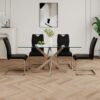 Modern Dining Chairs With Faux Leather Padded Seat Dining Living Room Chairs Upholstered Chair With Chrome Metal Legs Design Side Chairs (Set of 4) - Black / Silver - Image 6