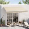 Outsunny - 12' x 8' Retractable Awning Patio Awnings Sun Shade Shelter With Manual Crank Handle, 280G / M² Uv & Water-Resistant Fabric And Aluminum Frame For Deck, Balcony, Yard - Cream White - Image 11