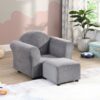Kids Recliner Chair, Kids Upholstered Couch With Ottoman - Gray - Image 4