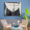 Large And Rectangular Wall Art With Frame, Wall Decor For Living Room - White / Blue - Image 3