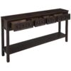 Rustic Entryway Console Table Long Sofa Table With Two Different Size Drawers And Bottom Shelf For Storage - Espresso - Image 8