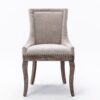 Ultra Side Dining Chair,Thickened Fabric Chairs With Neutrally Toned Solid Wood Legs, Bronze Nail Head (Set of 2) - Beige - Image 2