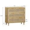 3 Drawers Rattan Storage Cabinet Rattan Drawer, For Bedroom, Living Room, Dining Room, Hallways (Set of 2) - Oak - Image 5