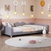 Twin Size Upholstered Daybed, Sherpa Fabric Sofabed With Cloud-Shaped Backrest, No Box - Spring Needed - Gray - Image 15
