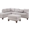 Hilo - Fabric Reversible Sectional Sofa With Dropdown Armrest, Cupholder, And Storage Ottoman - Light Gray - Image 2