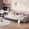 Twin Size Upholstered Daybed, Sherpa Fabric Sofabed With Cloud-Shaped Backrest, No Box - Spring Needed - Gray - Image 16