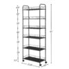 6 Tier Slim Rolling Storage Cart, Mobile Shelving Unit With Wheels, Metal Wire Storage Shelving Rack With Baskets For Kitchen Bathroom Office Laundry Narrow Piaces - Black - Image 3