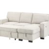 Estelle - Fabric Reversible Sleeper Sectional With Storage Chaise Drop-Down Table 2 Cup Holders And 2 USB Ports - Beige - Image 3