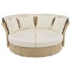 Outdoor Patio Daybed Wicker Rattan Double Daybed Round Sofa Furniture Set With Retractable Canopy, 4 Pillows For Lawn Garden Backyard Porch Pool - Beige - Image 14
