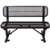 4' Outdoor Steel Bench With Backrest - Black - Image 4