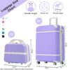 20" Hardside Luggage With Cosmetic Case, 2 Piece Lightweight Suitcase Set With Spinner Wheels, Carry On Vintage Luggage - Purple - Image 2